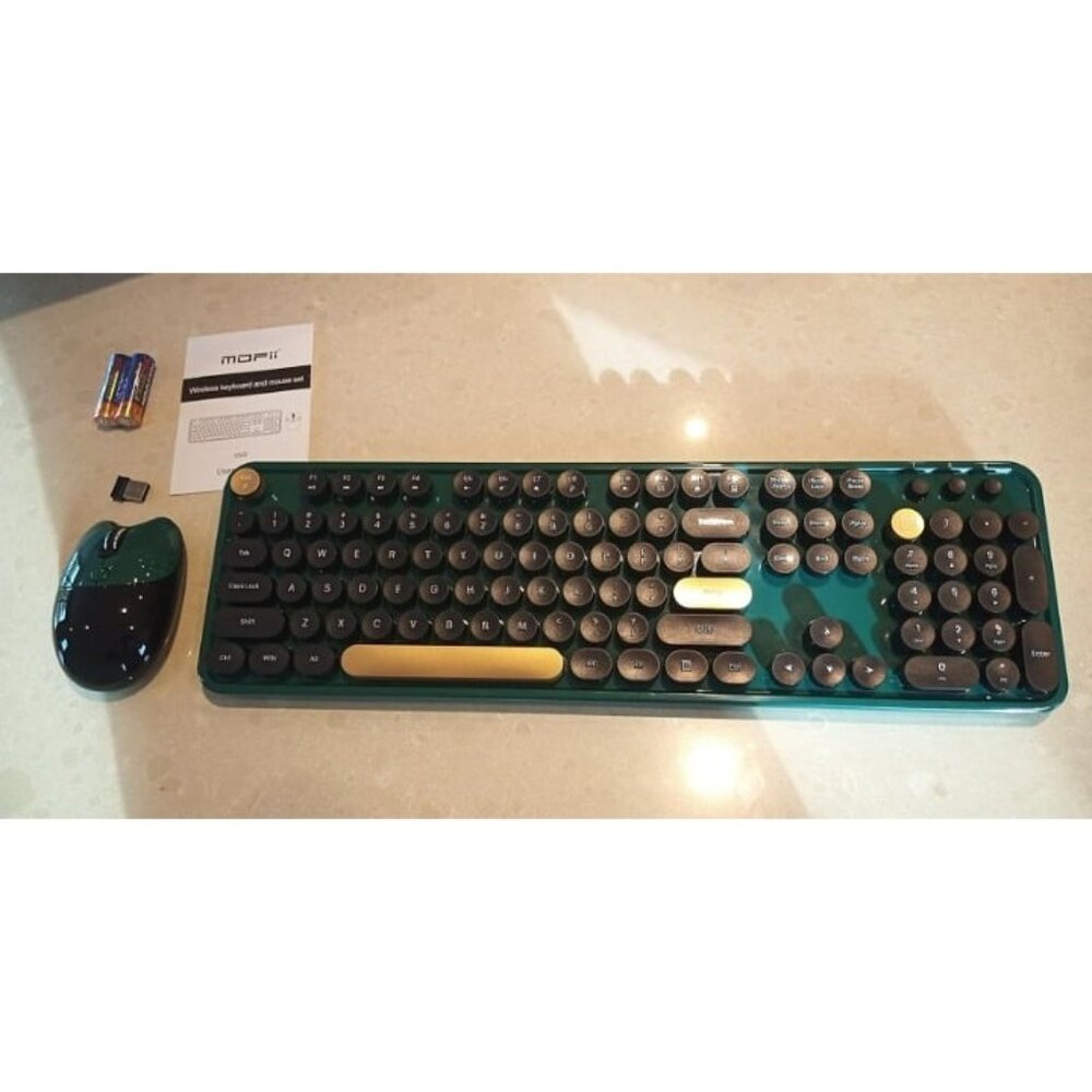 New Wireless Keyboard,New Cute Colorful 104 Keys Typewriter Retro Round Keycaps